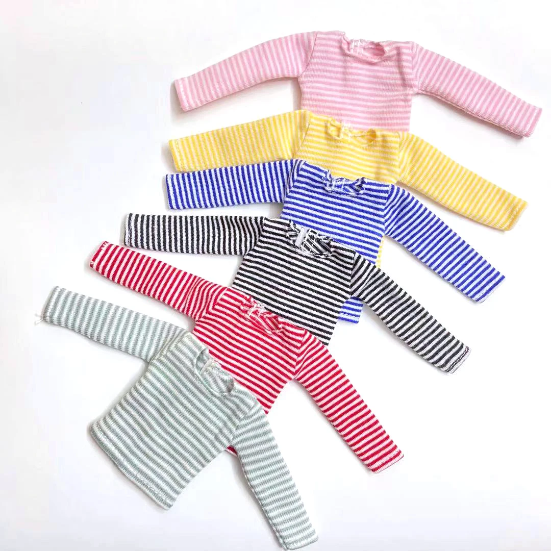 Doll clothes accessories Blyth clothes Cotton T-shirt Stripe Long Sleeve Shirt for Pullip Blyth 1/6 Dolls Accessories