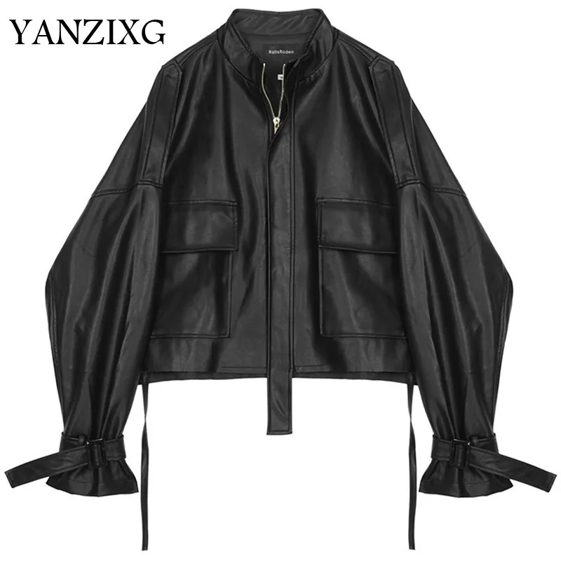 

2019 New Autumn Winter Stand Collar Long Sleeve Drawstring Bandage Big Size Oversize Jacket Women Coat Fashion Z654