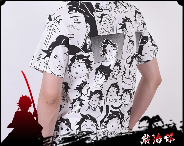 Футболка с коротким рукавом с рисунком из аниме «Demon Slayer», Kimetsu no Yaiba Kamado Tanjirou, футболка с анимацией, хлопковые мужские футболки, топы