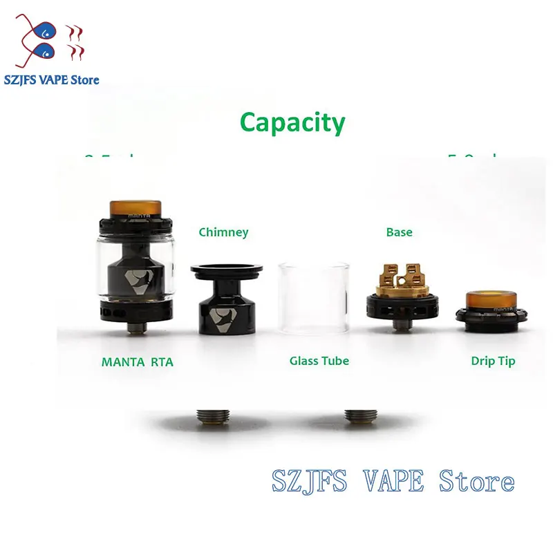 ADVKEN Manta RTA 24 мм 3,5 мл Ремонтопригодный резервуар распылитель с 5 мл Расширенный стеклянный Верхний наполнитель 810 PEI капельный наконечник поток воздуха Регулируемый thc