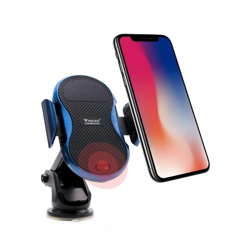 C8 10W Car Holder Wireless Fast Charger Infrared Automatic Suction Cup Car Wireless Charger For Android Ios(Black