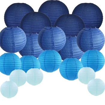 

20 Pcs 6 inch-12 inch Blue Paper Lanterns Chinese Japanese Assorted Sizes & Colors Lampion for Wedding Party Hanging Outdoor Diy