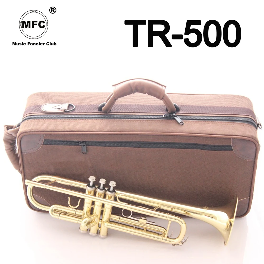 

Абсолютно новый музыкальный Fancier Club Bb Труба TR-500 золотой лак Музыкальные инструменты профессиональные трубы 500 в комплекте Чехол мундштук