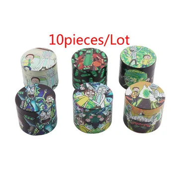 

10pieces Rick and Morty Herbal Weed Grinder New dry Tobacco Crusher 4 Layer Metal 40mm Mini Hot Sale Spice Mill smoking weed