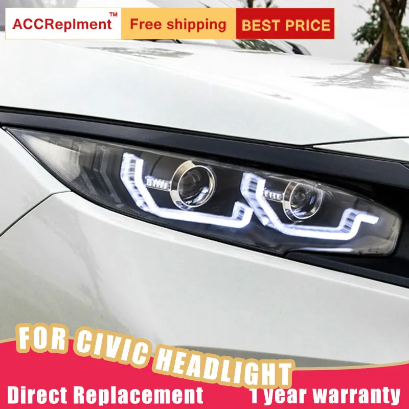 2 шт. светодиодный фары для Honda Civic- светодиодный автомобильный фонарь ангельские глазки ксенон HID комплект Противотуманные фары светодиодный дневные ходовые огни
