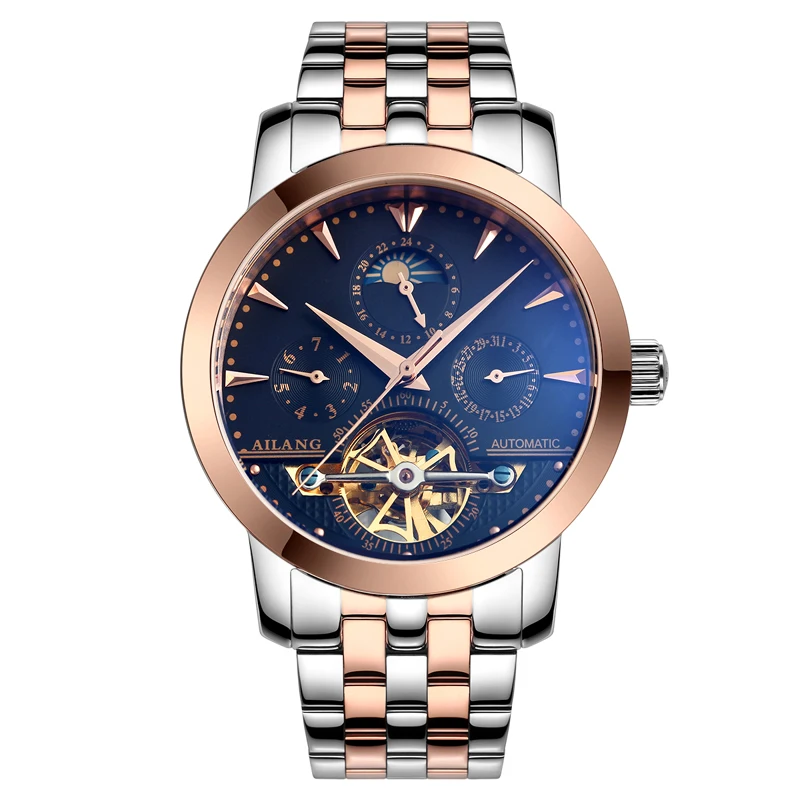 AILANG 2606 Switzerland часы мужские роскошные брендовые автоматические moon phase полые tourbillon