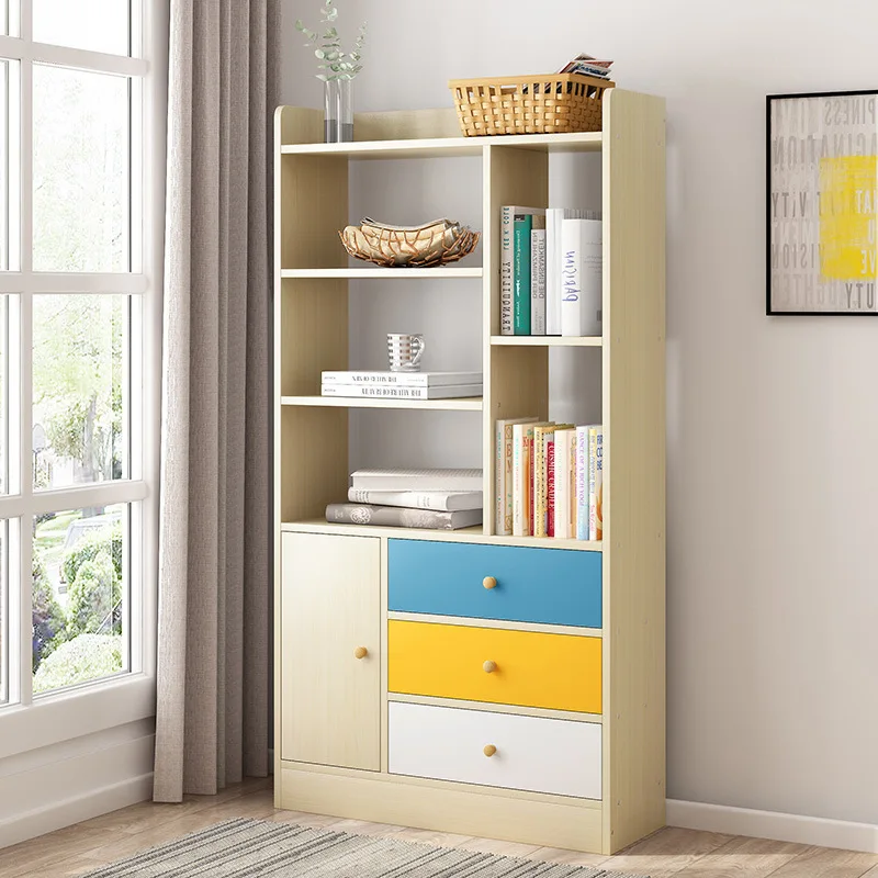

Northern European-Style Bookshelf Storage Shelf Floor Simple Household Living Room Storage Cabinets Economical Bookcase Students
