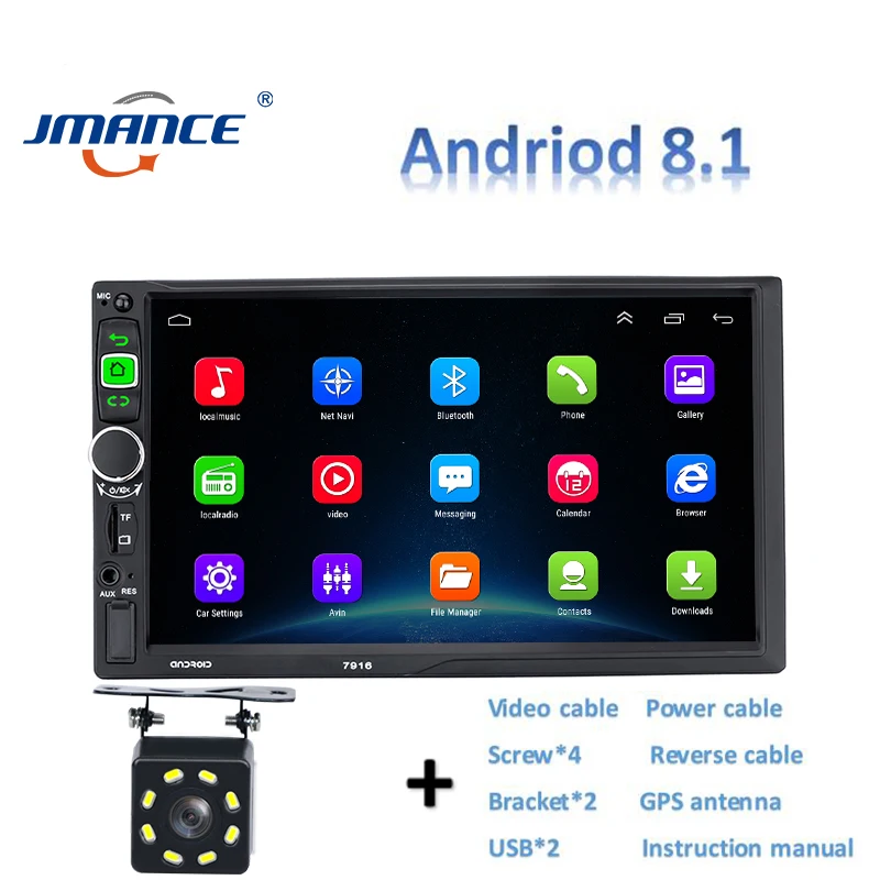 JMANCE автомобильный мультимедийный плеер 2 din android 7916 Авторадио подголовник Автомобильный монитор Автомобильные аксессуары видеоигры pantalla para авто - Цвет: 8LED light camera