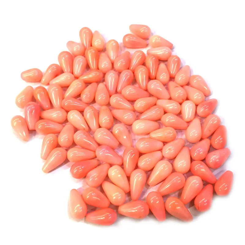 

2020 New Natural Coral Beads Jewelry Findings Water Drop Shape Cabochon Half Hole Beads For Jewelry Making DIY Necklace 6x12mm