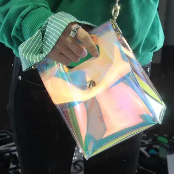 

New Fashion Personality Laser Transparent Bag Women's Trendy Casual Jelly Pack Portable Ocean All Match Portable Crossbody Bag