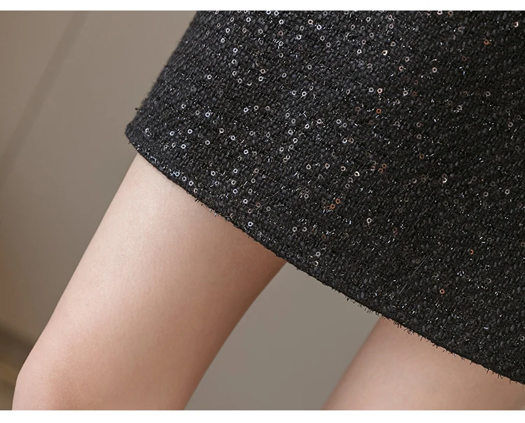 REALEFT Новое поступление мини-юбка с блестками и высокой талией модная Офисная Женская трапециевидная Женская пикантная юбка для женщин