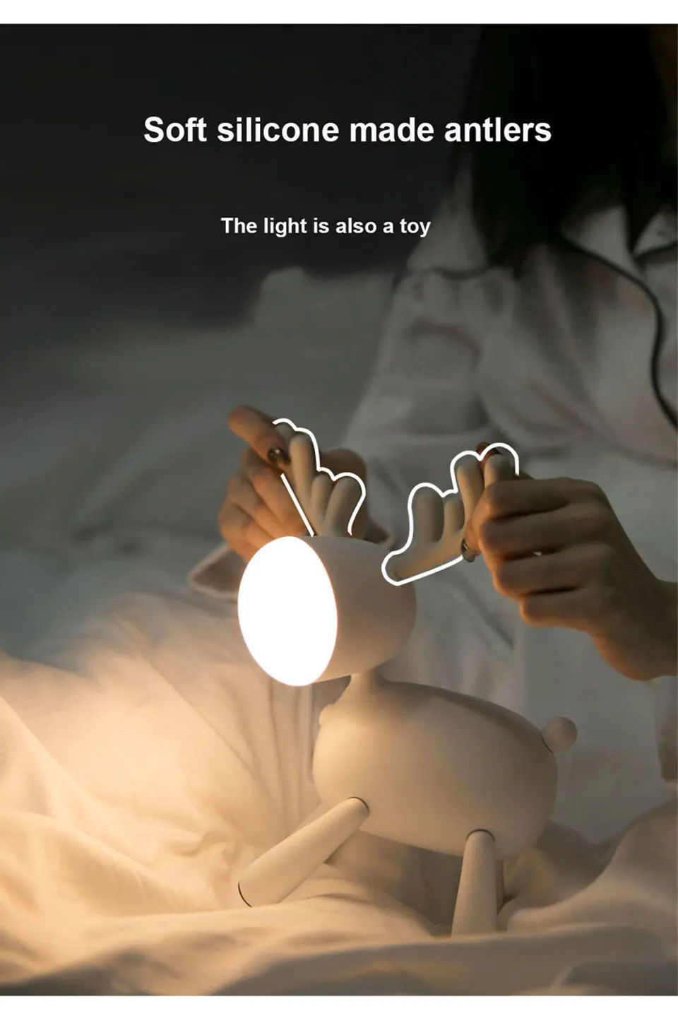 Светодиодный ночник с зарядкой от Usb с изображением лося, милый атмосферный светильник с изображением оленя, умный светильник с таймером, прекрасный светильник для чтения, настольная лампа, подарок