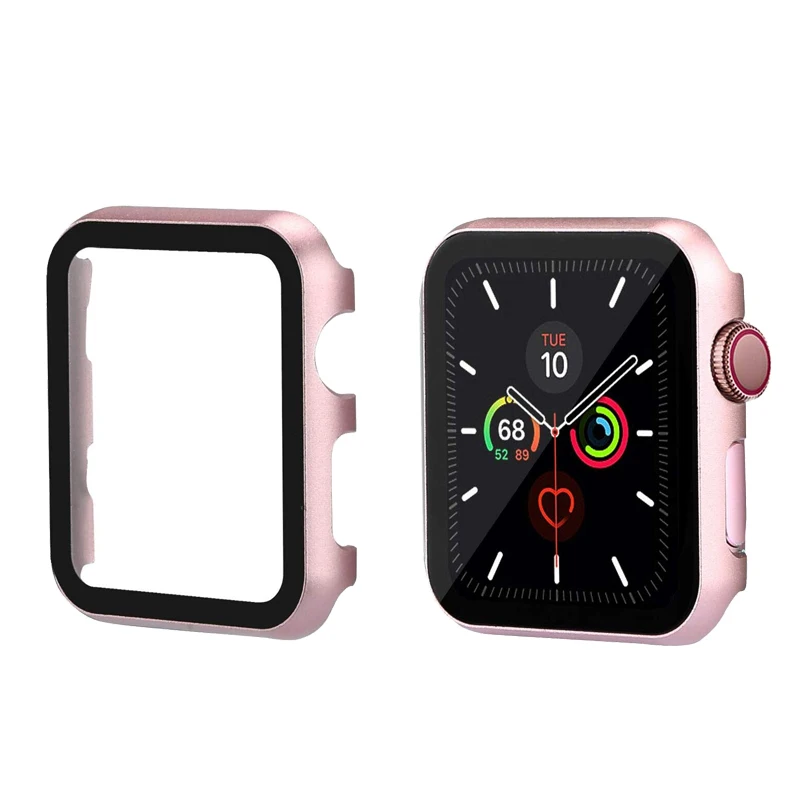 Защитный чехол для Apple Watch Series 5 4 3 2 1 40/44/42/38 мм с защитной металлической крышкой, жесткая тонкая ПЭТ пленка для iWatch