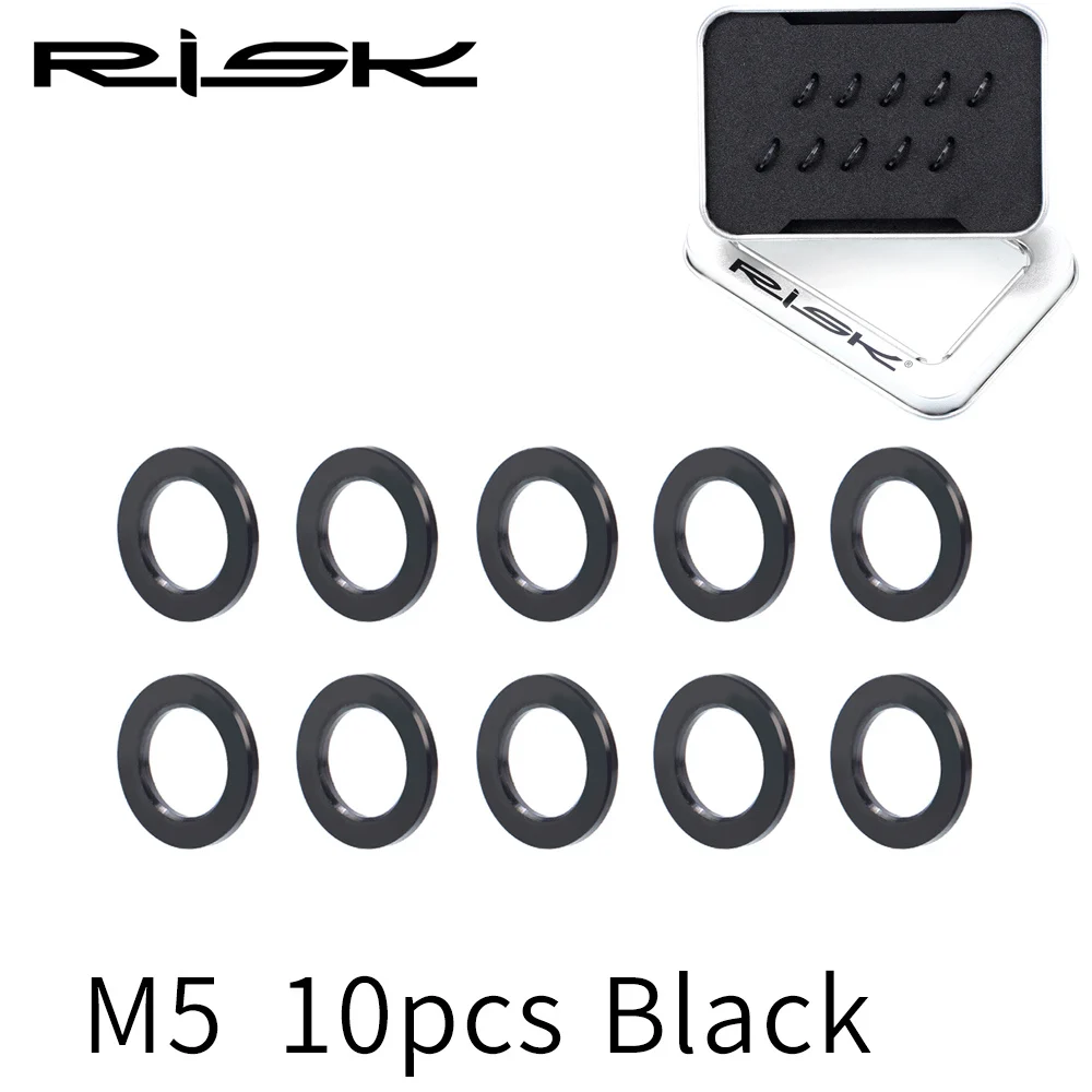 1 Set m5 Black RISK M5/M6 шайба прокладка гайка и набор болтов плоское кольцо уплотнение Ассортимент Комплект с винтовая прокладка GR5(TC4) титановый сплав 10 шт. 1 комплект - Цвет: 1 Set m5 Black