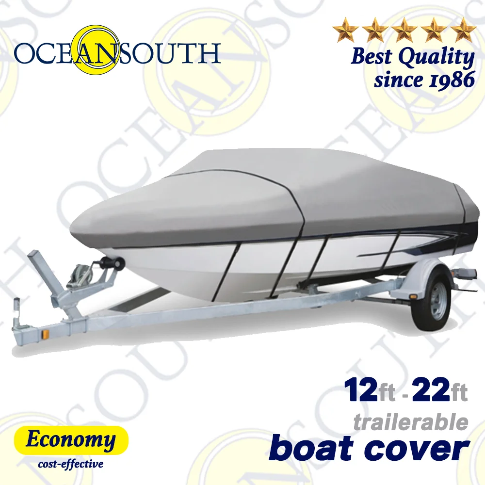 Economy 12ft-22ft Trailerable Boat-Cover Marine-Grade Heavy-Duty Oceansouth Water Sun proof UV Protection Ski-boat Mooring Cover