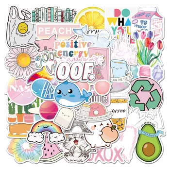 

50 Pcs VSCO Cute Cartoon Colored Stickers for Notebook Car Luggage Motorcycle Laptop DIY Waterproof PVC Sticker Kids Toys