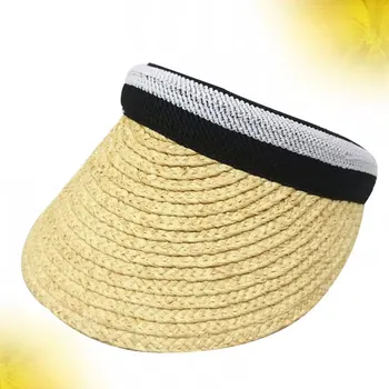 

Raffia Straw Hat Sun Visor Cap Casual Shade Hat Riding Topless Hat Traveling Sunshade Hat for Wearing Herbal