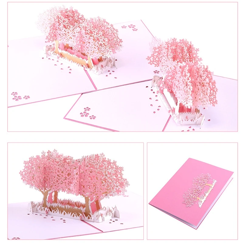  Cherry Blossom Greeting Card Handmade Birthday Wedding Invitation 3D Pop Up Card three-dimensiona - 4000260346516