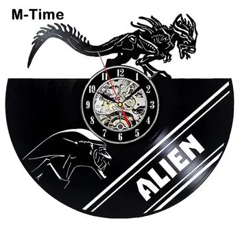 

Modern Design Alien Vinyl Record Wall Clock Alien vs Predator 3D Decoration Hanging Vintage Vinyl Watch Wall Clocks Home Decor