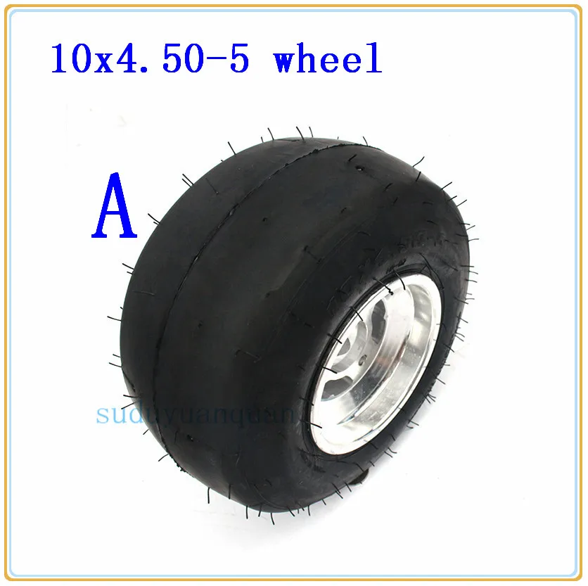 wheel A Modified Go-kart accessories10X4.50-5 front wheel 10 inch tyre Vacuum tire+ Aluminium alloy wheel hub fits drift car field car - Цвет: wheel A