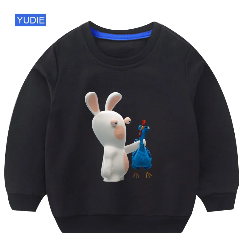 Boys Girls Baby Print Hoodies Sweatshirts Crazy Rabbit Cartoon Sweatshirts Children O-Neck Long Sleeves Sweatshirts 2T-8T