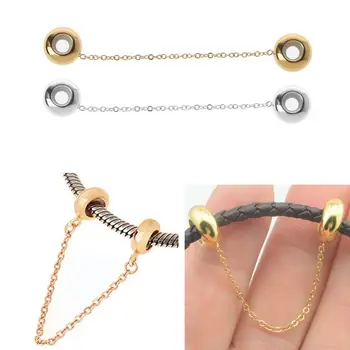 

5Pcs Safety Chain Rubber Stopper Beads Stainless Steel For Snake Chain Bracelets