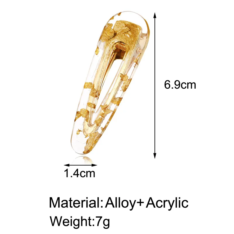 Корейская мода блестящая Смола заколки для волос из ацетата женские аксессуары для волос заколки для девочек Золотая фольга заколки для волос сладкий Повседневный заколка