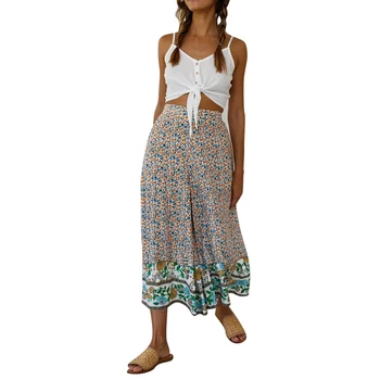 

Women Ladies Boho Floral High Waist Long Pants Palazzo Wide Leg Yoga Loose Baggy Harem Trousers