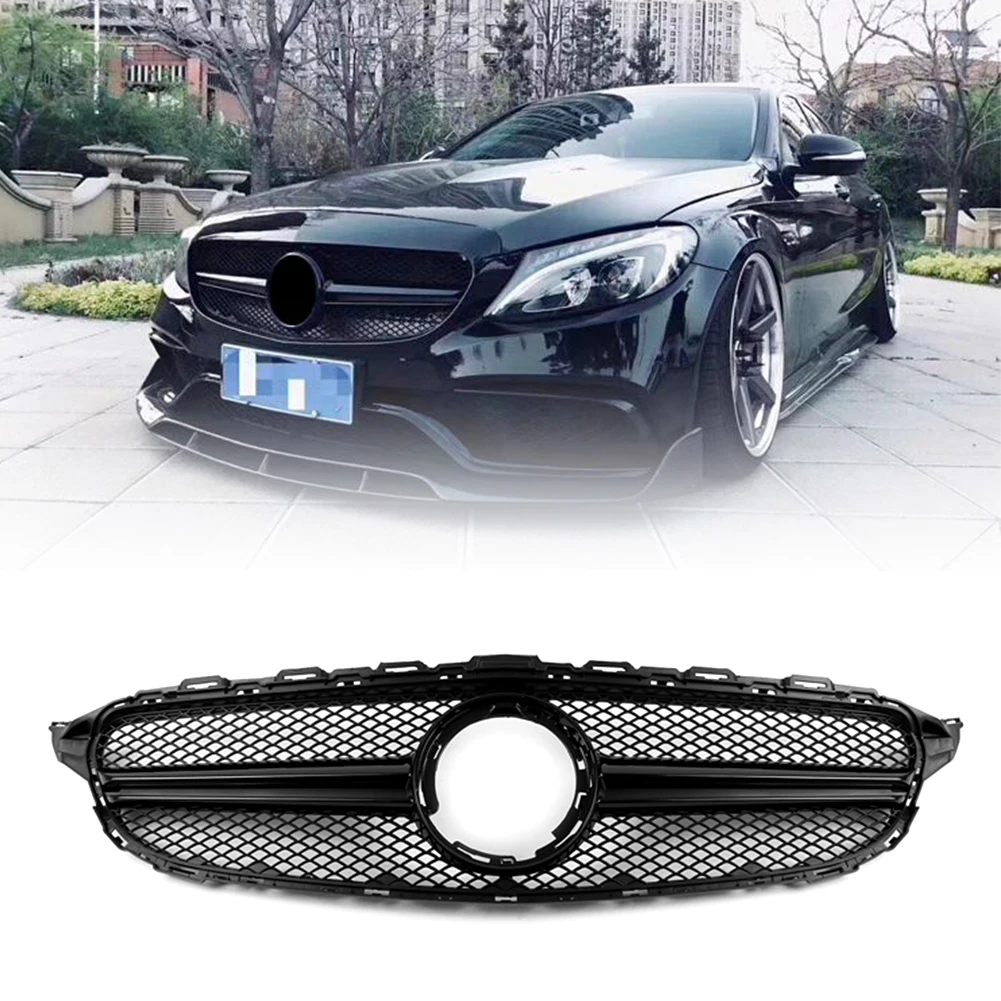 Car Front Grill Mesh Grille For Mercedes Benz C Class W205 C200 C250 C300 C350 2015 2016 2017 2018 Black ABS Plastic | Автомобили и