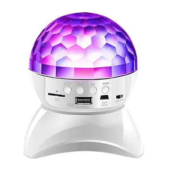 

Colorful Neon Stage Light Speaker 360 Rotating Crystal Magic Ball Wireless Mini Card Audio Crystal Magic Ball Speaker