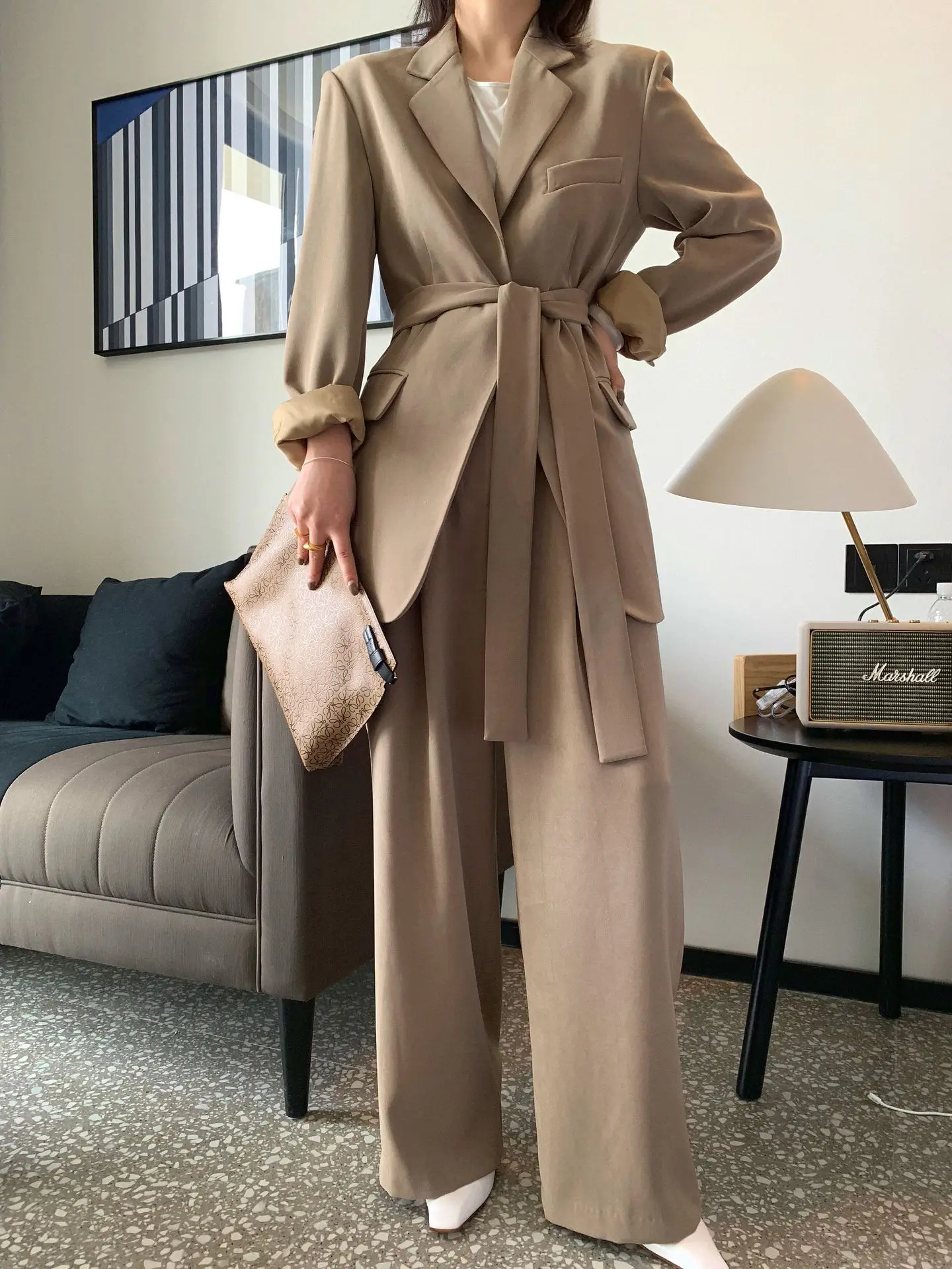 Trend Dream DT Edition Guangzhou Uus женское платье сплошной цвет женский костюм Южная Корея пояс костюм куртка пальто Женская