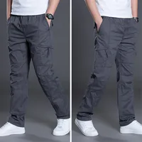 Plus Size 7XL Cargo Pants Men Outwear Multi Pocket Casual Cotton Straight Slacks Pants Military Trousers Overalls Zipper Pants 1