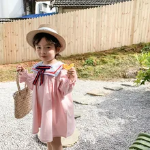 Новинка г.; весеннее платье с бантом и отворотами для девочек; платье принцессы для малышей