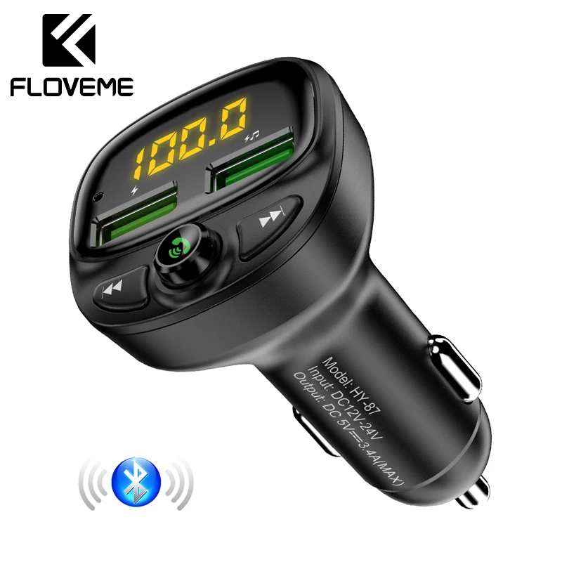 

FLOVEME Bluetooth Car Charger For Phone USB Charger FM Transmitter MP3 Player TF Card Music HandFree Car Phone Charger