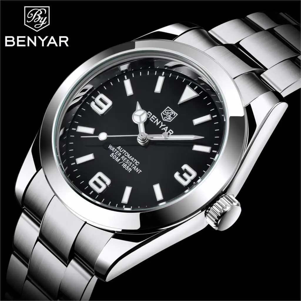 Benier Top Brand Luxury Men's Automatic Mechanical Watch Stainless Steel Waterproof Sports Military Watches Reloj Hombre | Наручные