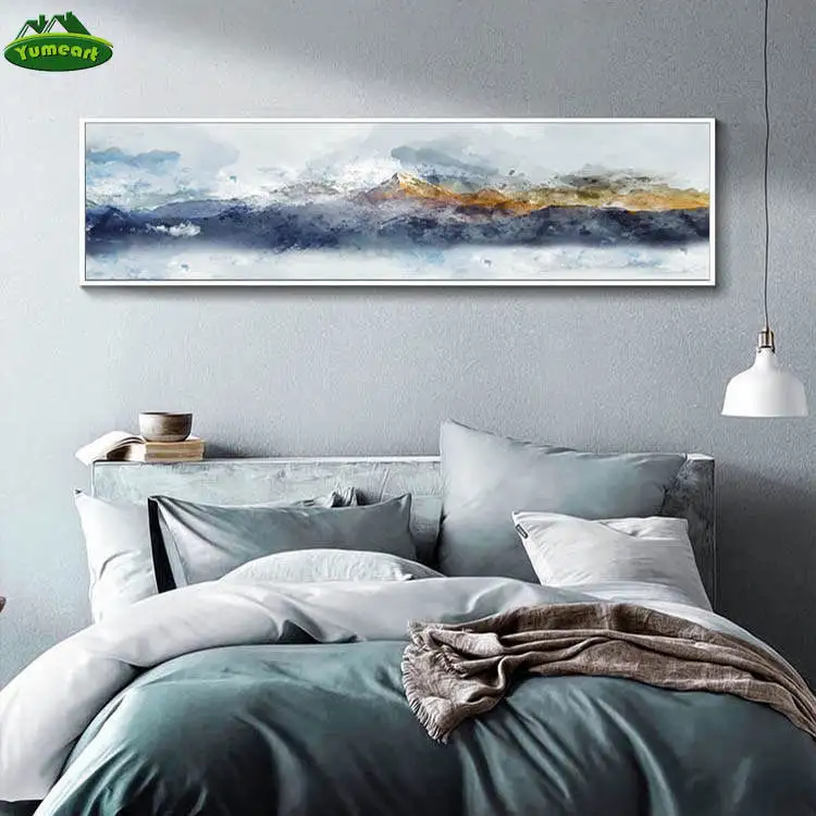 Пейзаж золото горное облако Холст плакат искусство печать длинный баннер живопись скандинавские украшения природа Настенная картина для гостиной