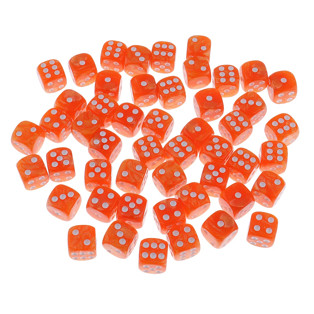 50 Pieces 6 Sided Spot Dices Digital D6 Dices for Party Bar Card Game Props D&D MTG RPG Gaming