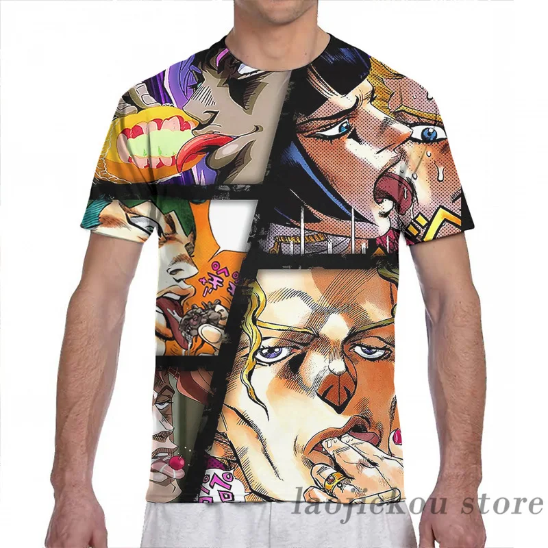 JJBA Ahego Lewd с языком часть 3 4 5 невероятная Мужская футболка Джоджо Adeventure женская