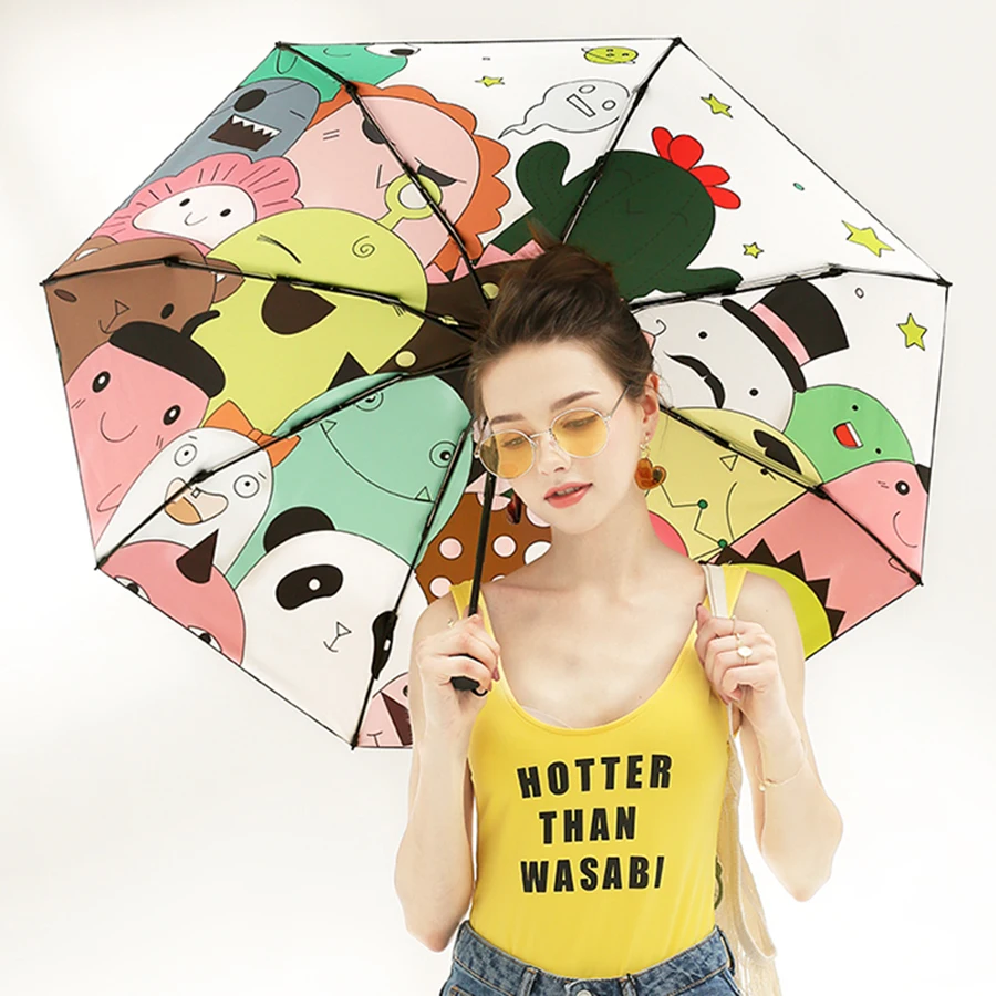 Super Light Button Small Umbrella Woman Funny Mini Umbrella Kids Resident Evil Umbrellas Paraguas Infantil Knuckle Brass 50KO052