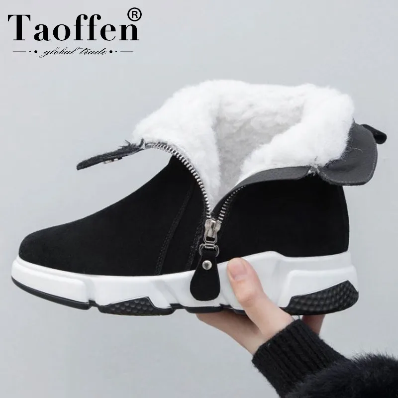 Taoffen/женские ботильоны из натуральной кожи лидер продаж зимняя теплая обувь