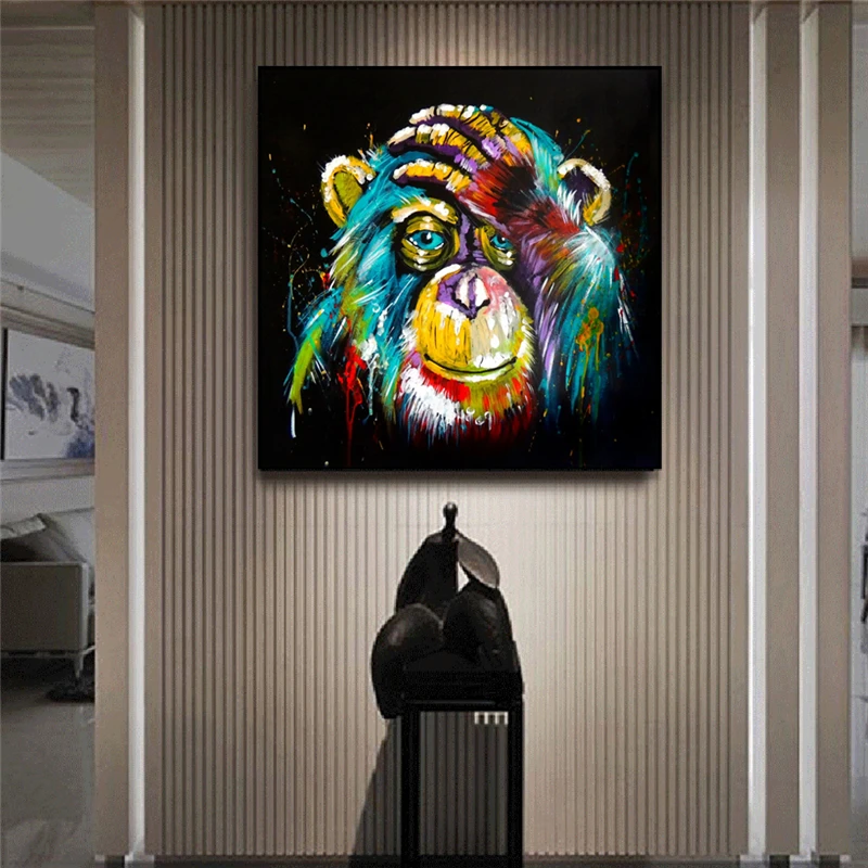 

Abstract Thinking Monkey Canvas Prints Wall Art Watercolor Animals Canvas Paintings Kids Room Wall Decoration