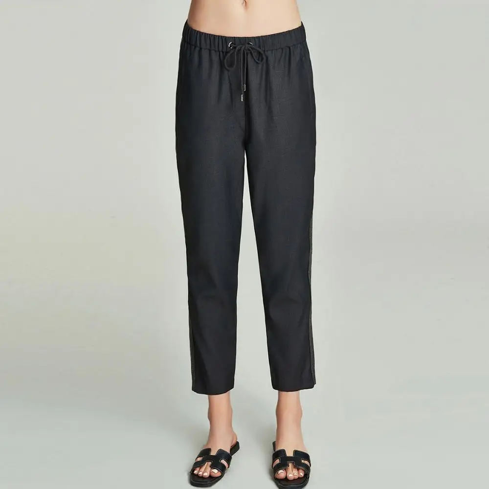 HAVVA spring and autumn pants women loose nine-points elastic waist straight casual pants female tide K4038 - Цвет: Gray