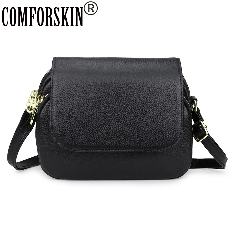 

COMFORSKIN Luxurious Genuine Leather Ladies Messenger Bag Multi-function Travel Handbag Fashion Style Female Cross-body Bags