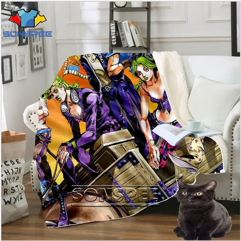 Диван Постельные принадлежности с рисунком автомобиля joJo's необычный Adventur офис Harajuku набивное одеяло покрывало для путешествий мягкое детское теплое одеяло для прогулок