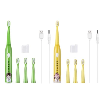 

5-Mode Children's Electric Toothbrush USB Charger with 3 Replacement Heads