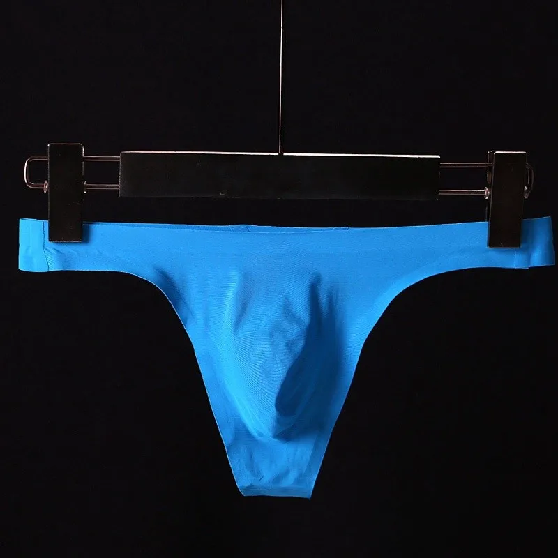 Mens Sexy Ultra-thin Seamless Thong Men G Strings and Thongs Men Pouch Ice Silk Underwear Breathable Low Rise M-XXXL