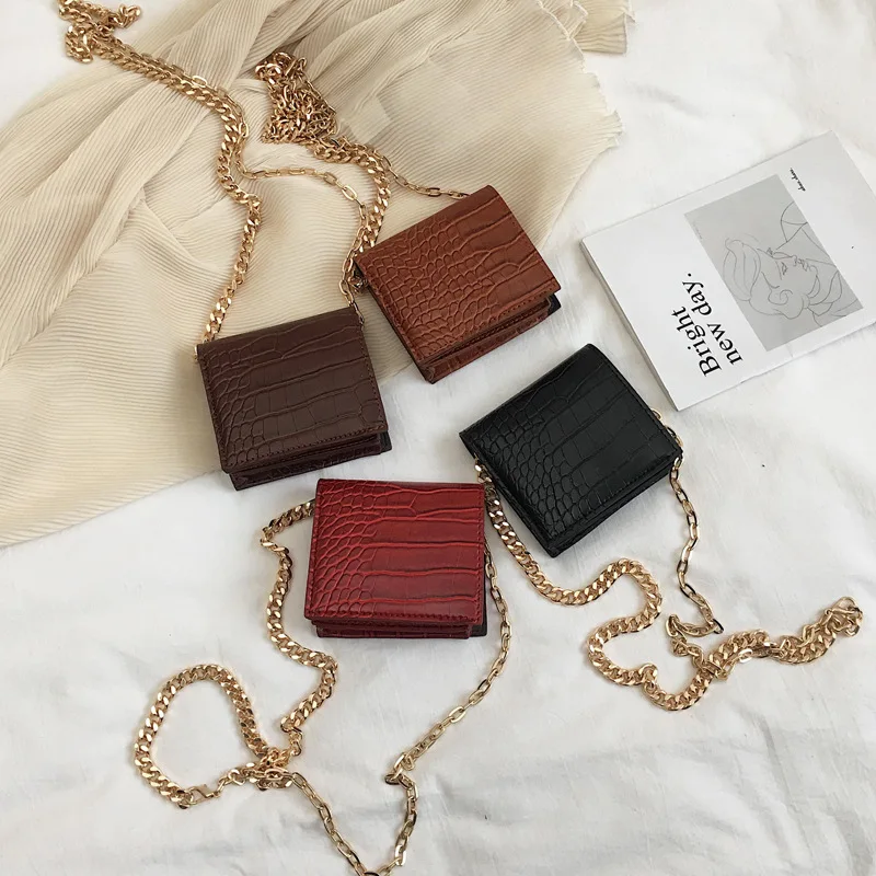 

New Style Korean Style Crocodile Pattern Mini Children Parent And Child-Wallet Purse Chain Shoulder Small Square Bag WOMEN'S Bag