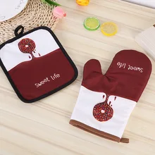 2 шт шоколадные микроволновые перчатки прихватка для выпечки синий и белый хлопок прихватки и Прихватки коврик для барбекю или кухни