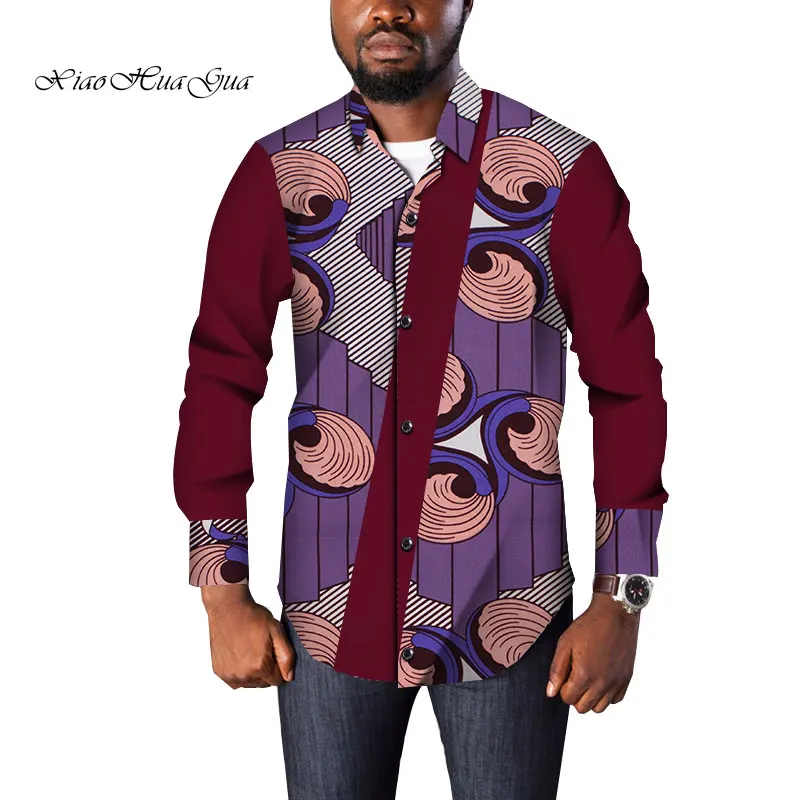 Traditional Mens African Clothing Men Shirts Long Sleeve Dashiki Men African Print Shirt Plus Size Mens Clothing 6XL WYN965