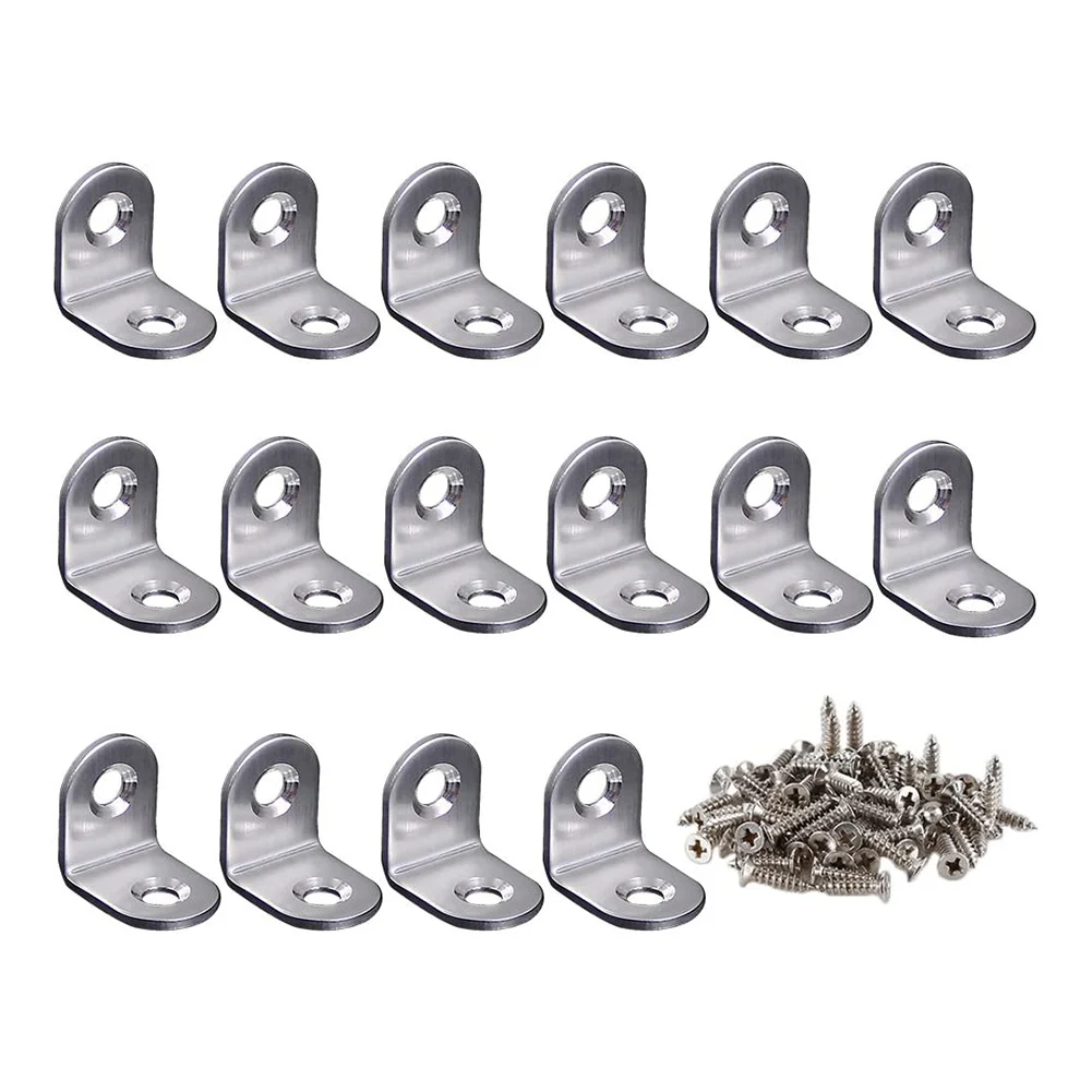 

20Pcs/set L Shaped Corner Brace Stainless Steel Brace Corner Steel Joint Right Angle Bracket Fastener with Screws Set 20x20mm